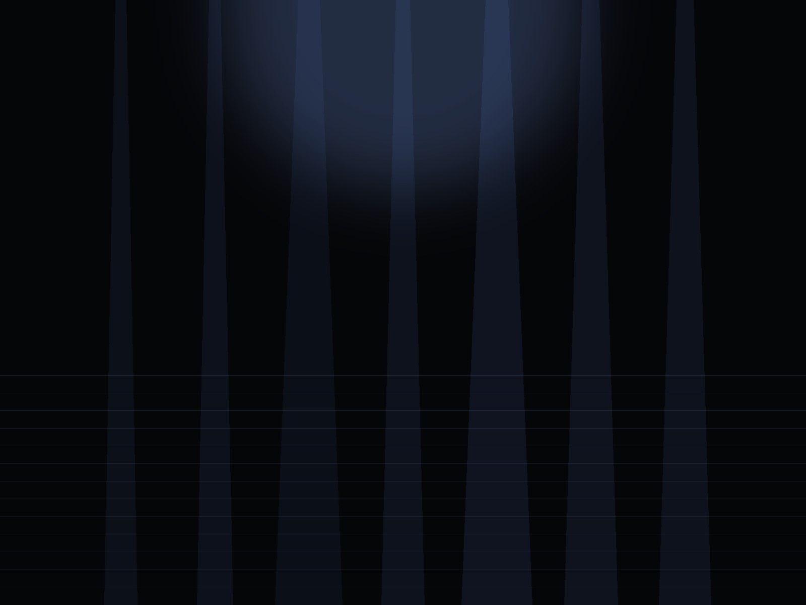 Illustration of a dark laboratory corridor lit by vertical blue light beams